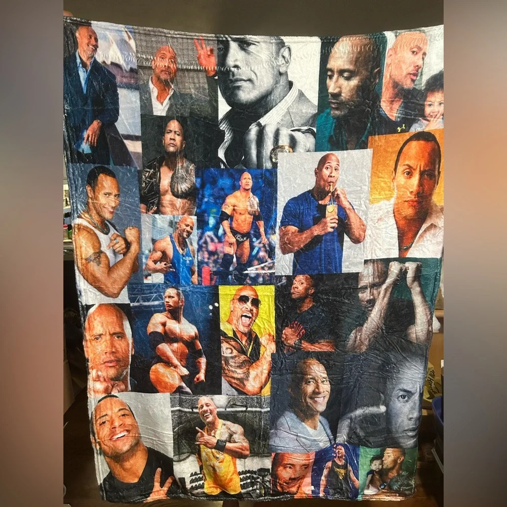Dwayne Johnson The Rock Colorful Celebrity Collage soft plush Blanket